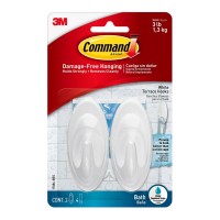 2-Pack Command Bathroom Hook 17086Q-BES Medium White